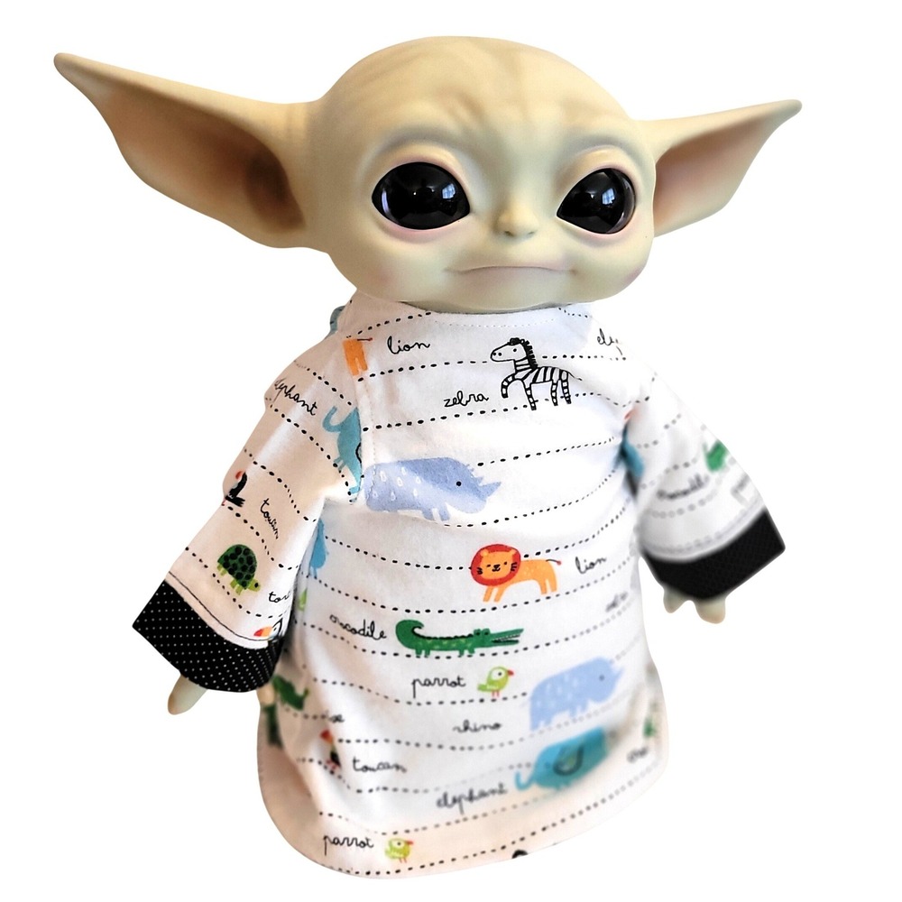 Zoo Animals Outfit for 11" Grogu Baby Yoda Mattel Dolls- Flannel Clothes- bright